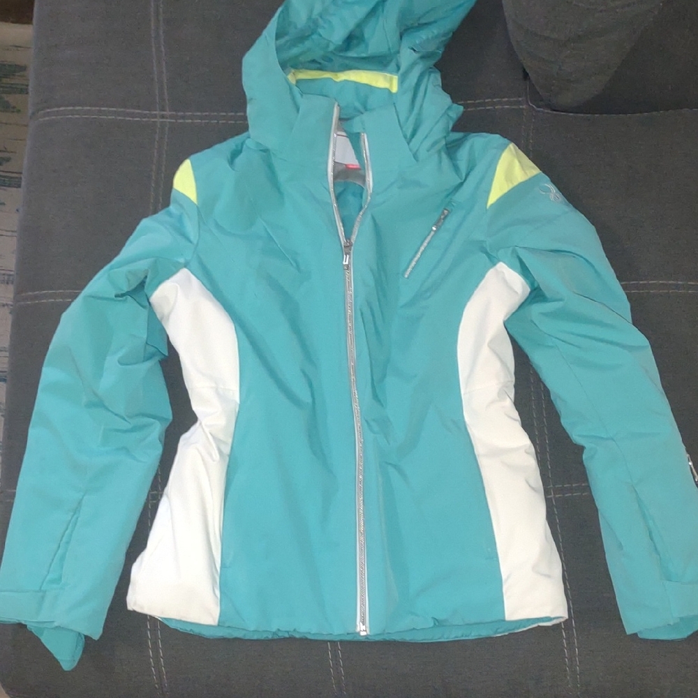 Spyder Women's Teal and White Ski Jacket